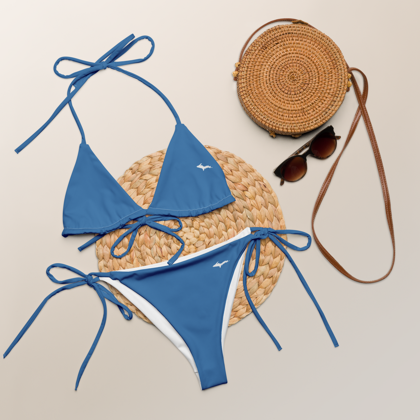 Michigan Upper Peninsula String Bikini (w/ Dual UP Outlines) | Lake Superior Blue