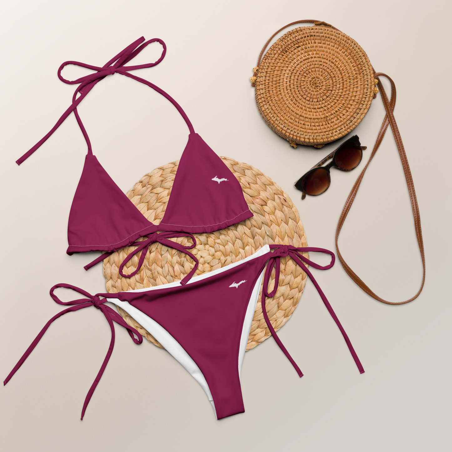 Michigan Upper Peninsula String Bikini (w/ Dual UP Outlines) | Ruby Red