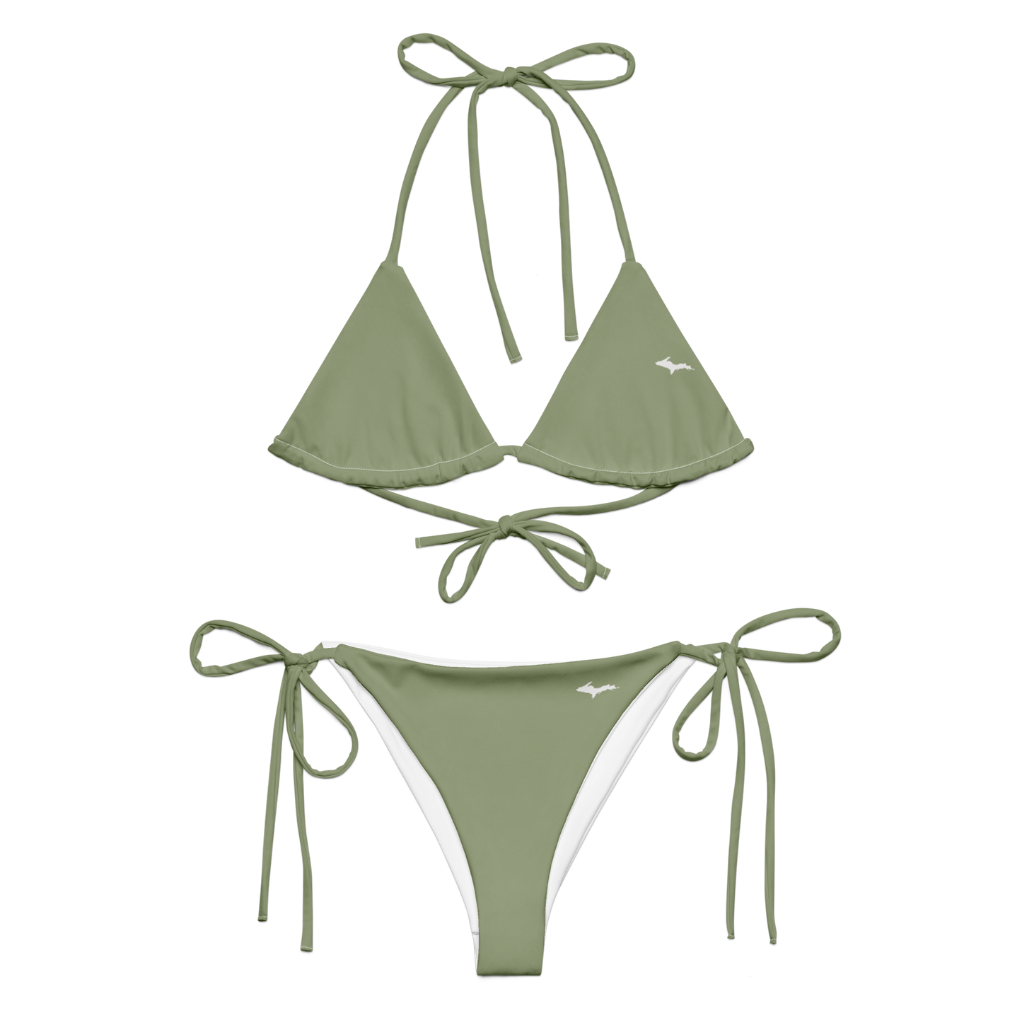 Michigan Upper Peninsula String Bikini (w/ Dual UP Outlines) | Beachgrass Green