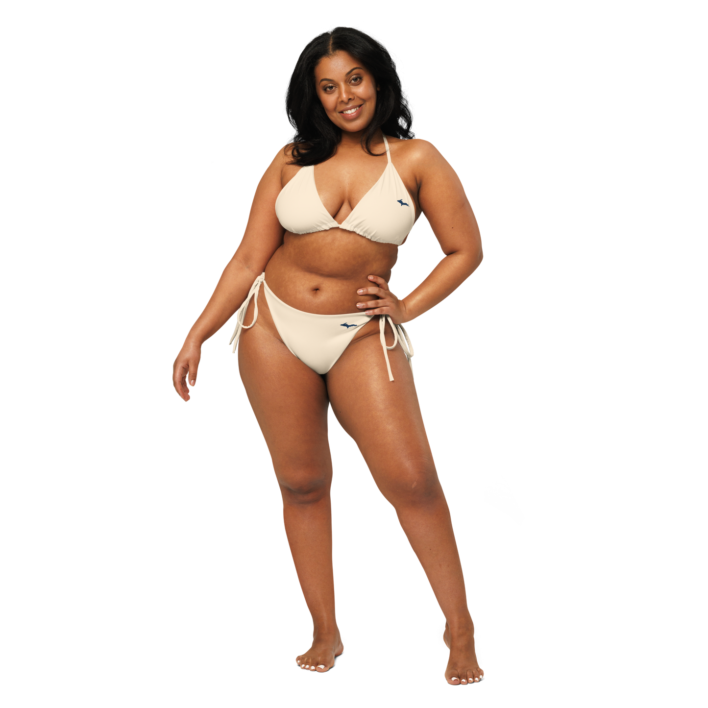 Michigan Upper Peninsula String Bikini (w/ Dual UP Outlines) | Champagne White