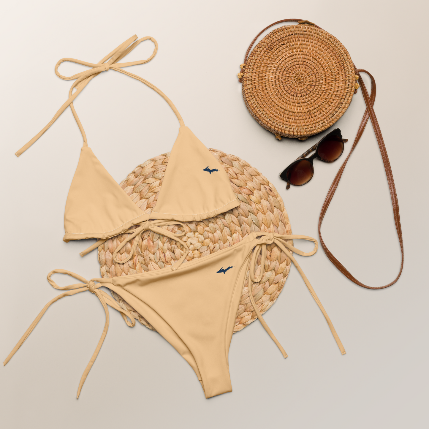 Michigan Upper Peninsula String Bikini (w/ Dual UP Outlines) | Pale Apricot