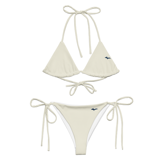 Michigan Upper Peninsula String Bikini (w/ Dual UP Outlines) | Ivory White