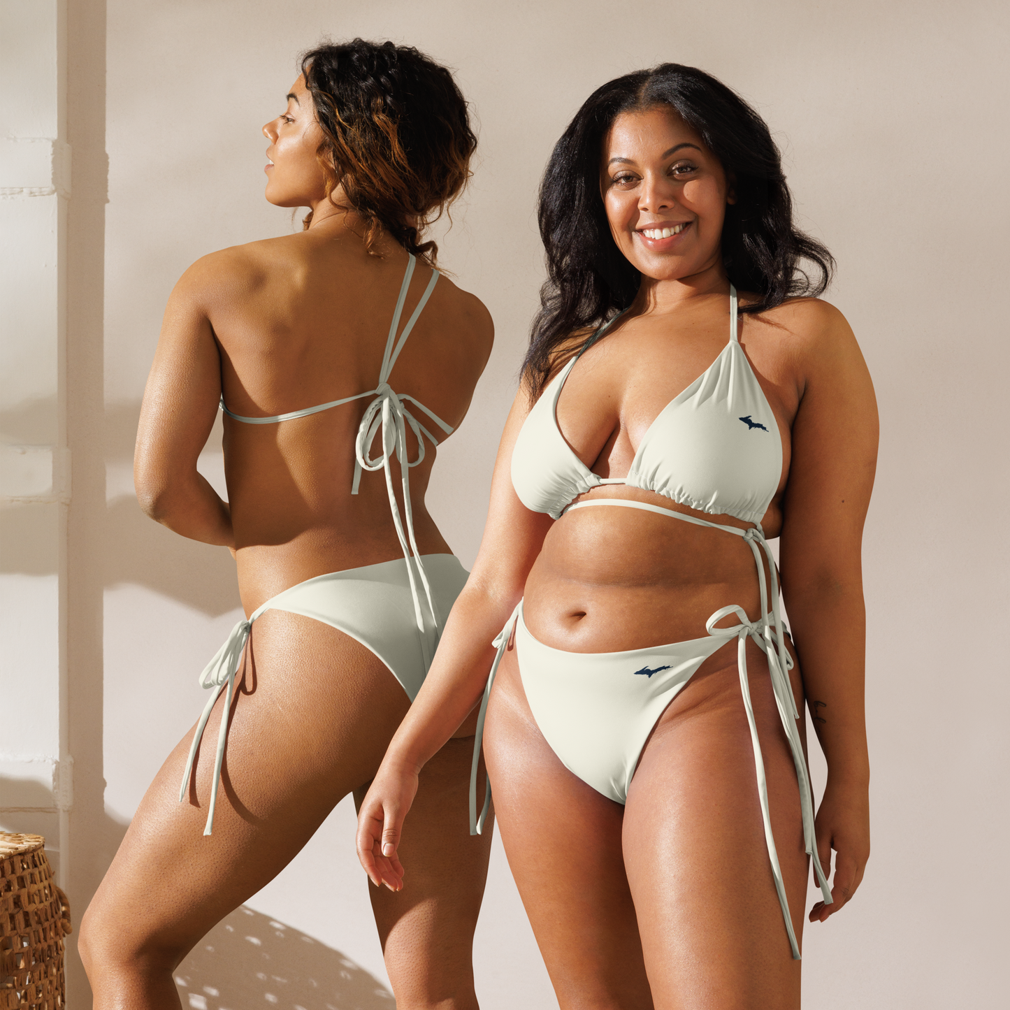 Michigan Upper Peninsula String Bikini (w/ Dual UP Outlines) | Ivory White