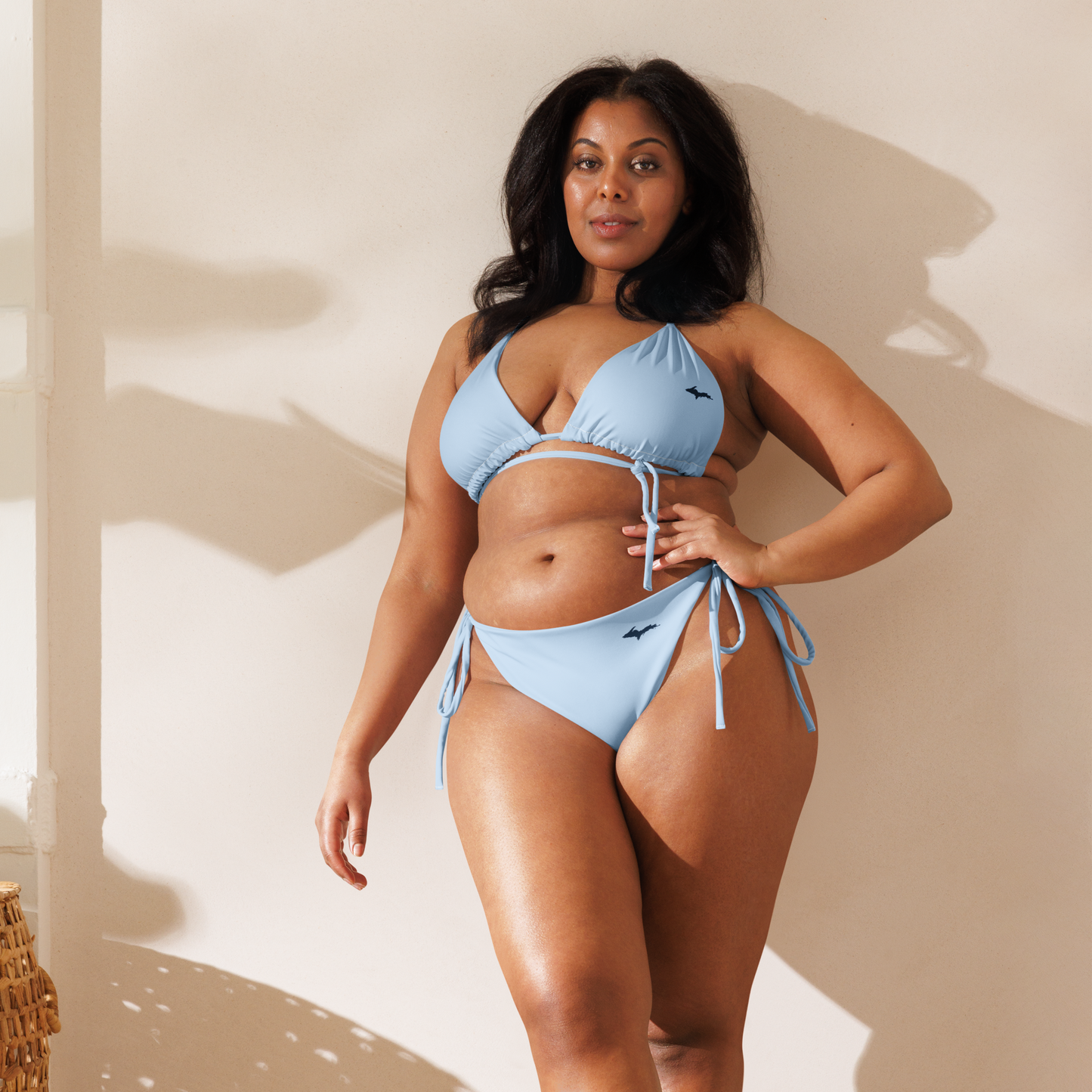 Michigan Upper Peninsula String Bikini (w/ Dual UP Outlines) | Light Blue