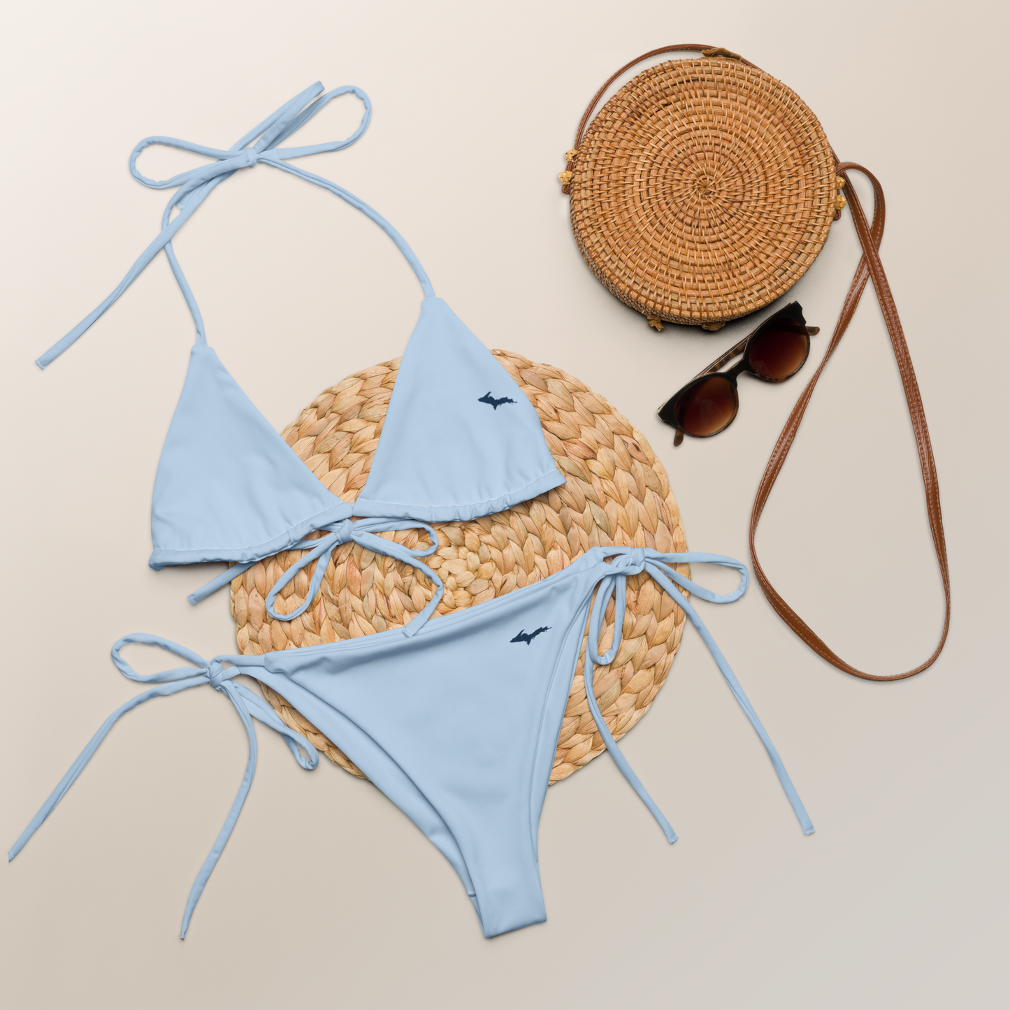 Michigan Upper Peninsula String Bikini (w/ Dual UP Outlines) | Light Blue