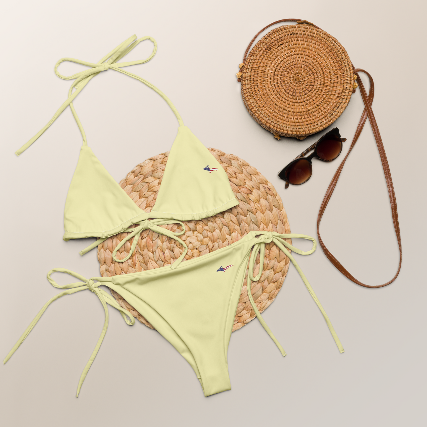 Michigan Upper Peninsula String Bikini (w/ UP USA Flag) | Canary Yellow