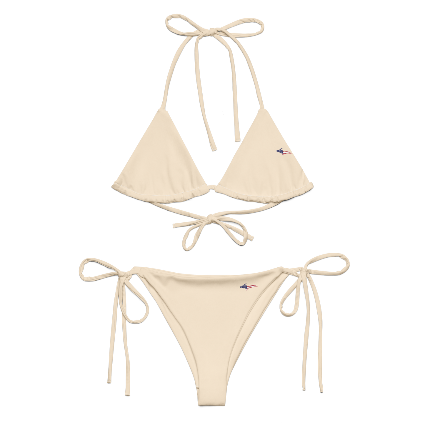 Michigan Upper Peninsula String Bikini (w/ UP USA Flag) | Champagne White