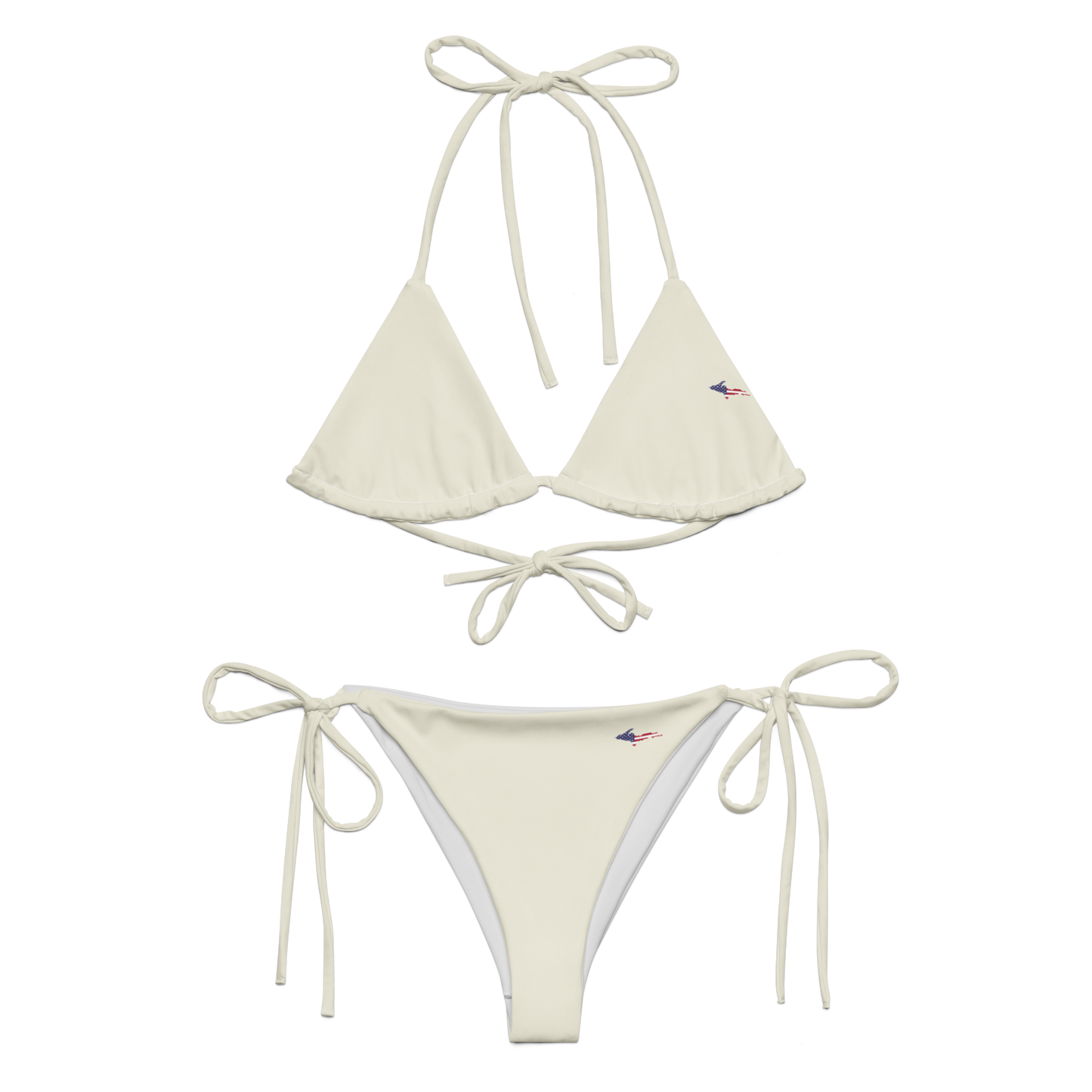 Michigan Upper Peninsula String Bikini (w/ UP USA Flag) | Ivory White