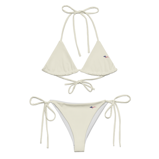 Michigan Upper Peninsula String Bikini (w/ UP USA Flag) | Ivory White