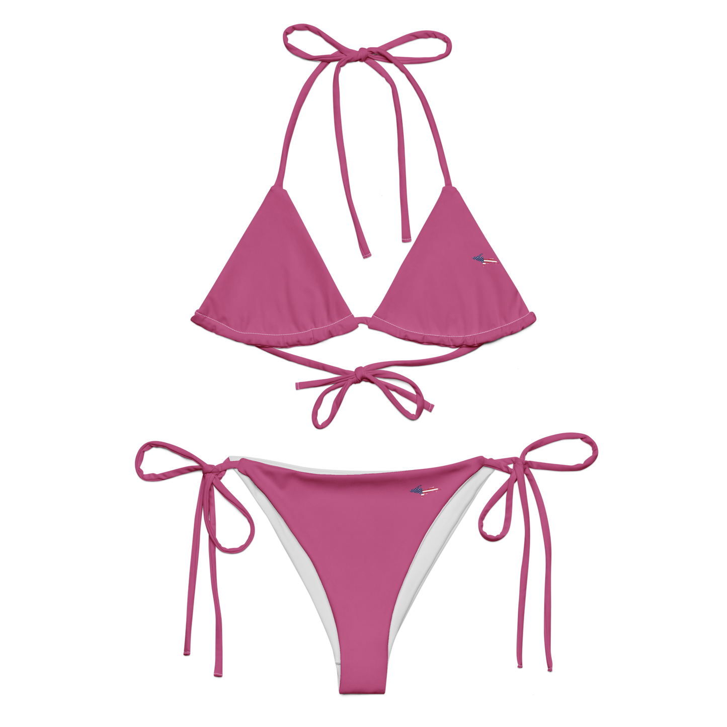 Michigan Upper Peninsula String Bikini (w/ UP USA Flag) | Apple Blossom Pink