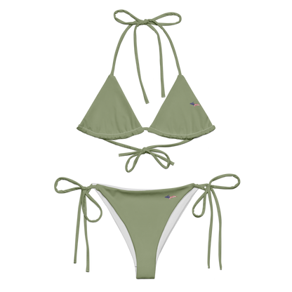 Michigan Upper Peninsula String Bikini (w/ UP USA Flag) | Beachgrass Green