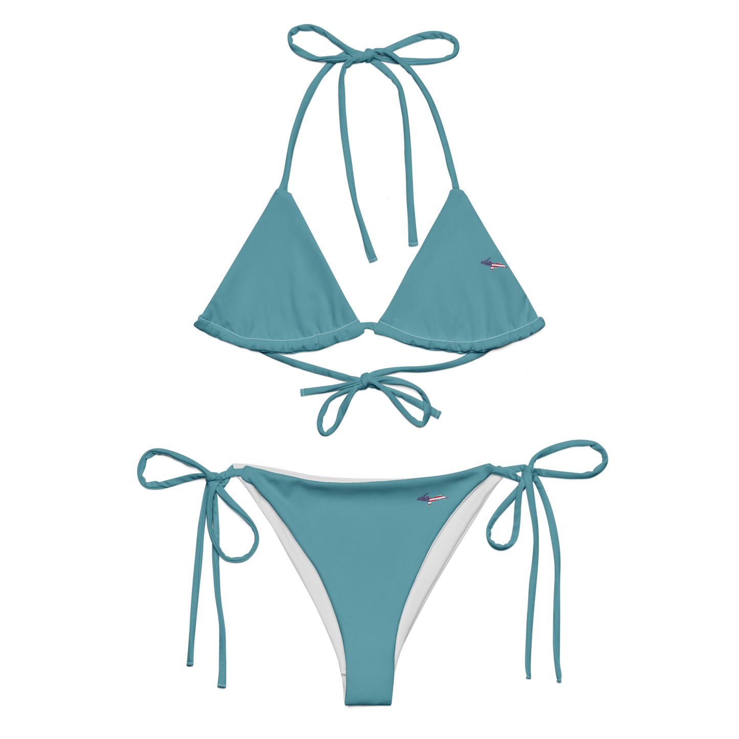 Michigan Upper Peninsula String Bikini (w/ UP USA Flag) | Lake Huron Blue