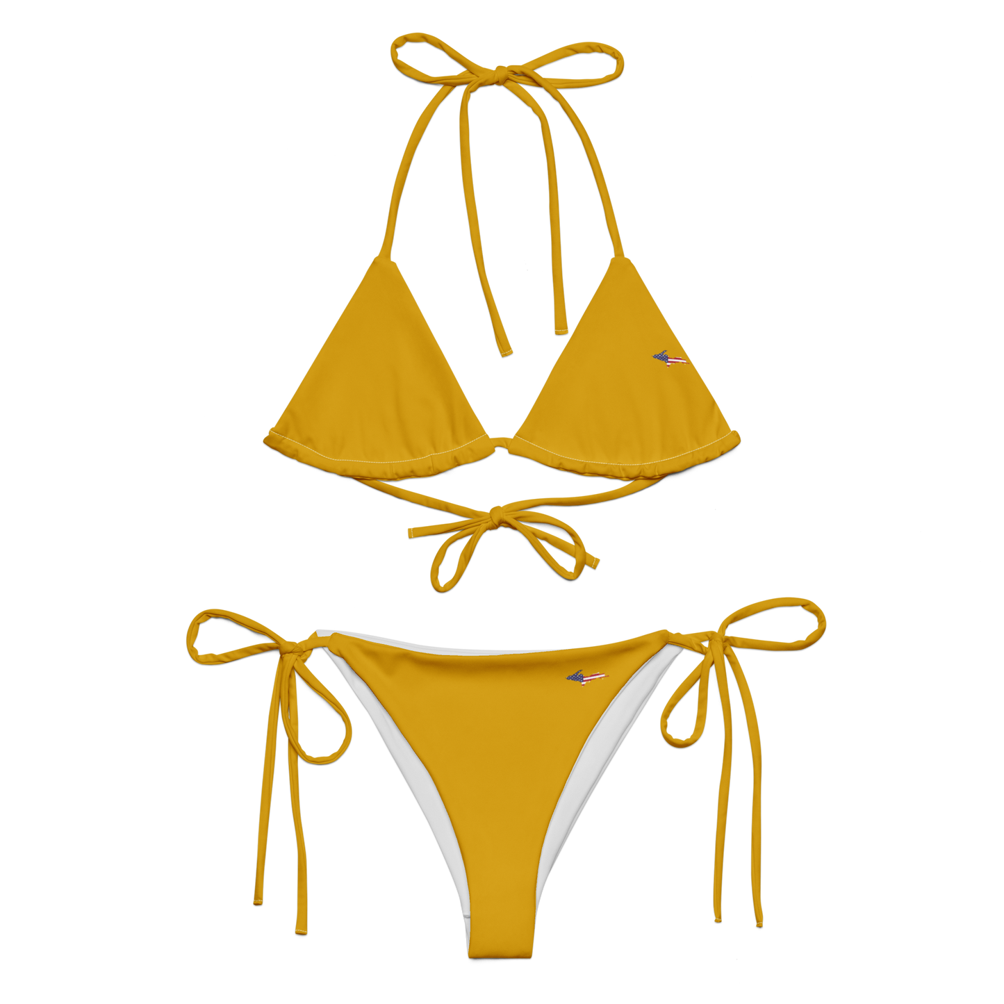 Michigan Upper Peninsula String Bikini (w/ UP USA Flag) | Gold