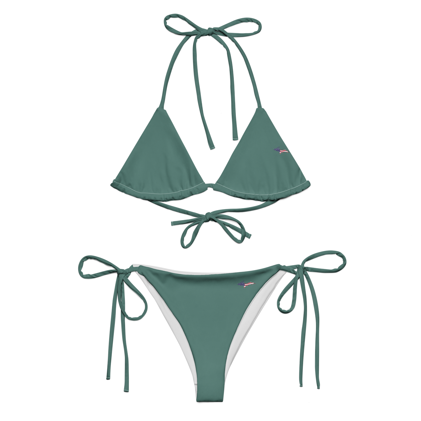 Michigan Upper Peninsula String Bikini (w/ UP USA Flag) | Copper Green