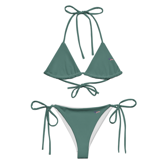 Michigan Upper Peninsula String Bikini (w/ UP USA Flag) | Copper Green