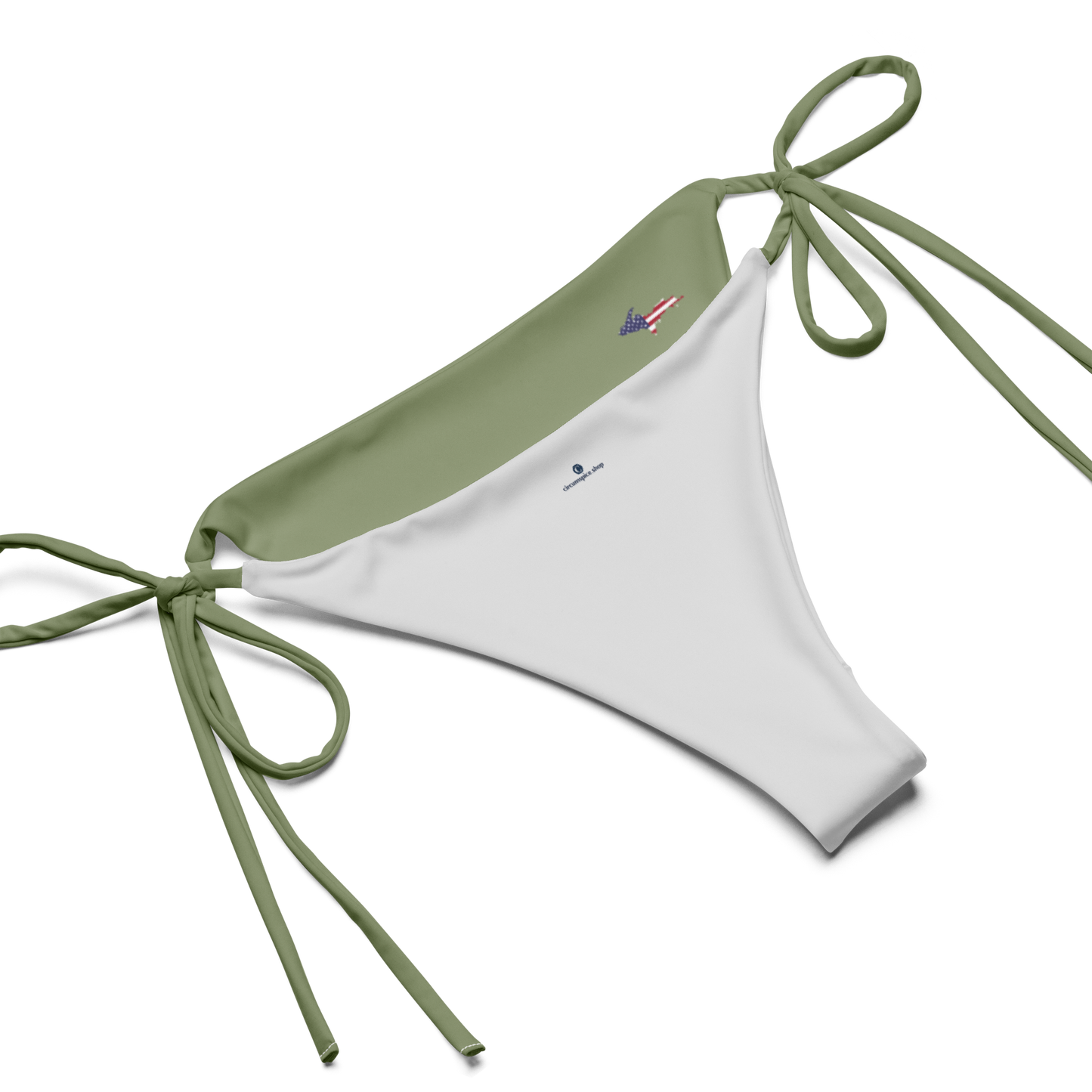 Michigan Upper Peninsula String Bikini (w/ UP USA Flag) | Beachgrass Green