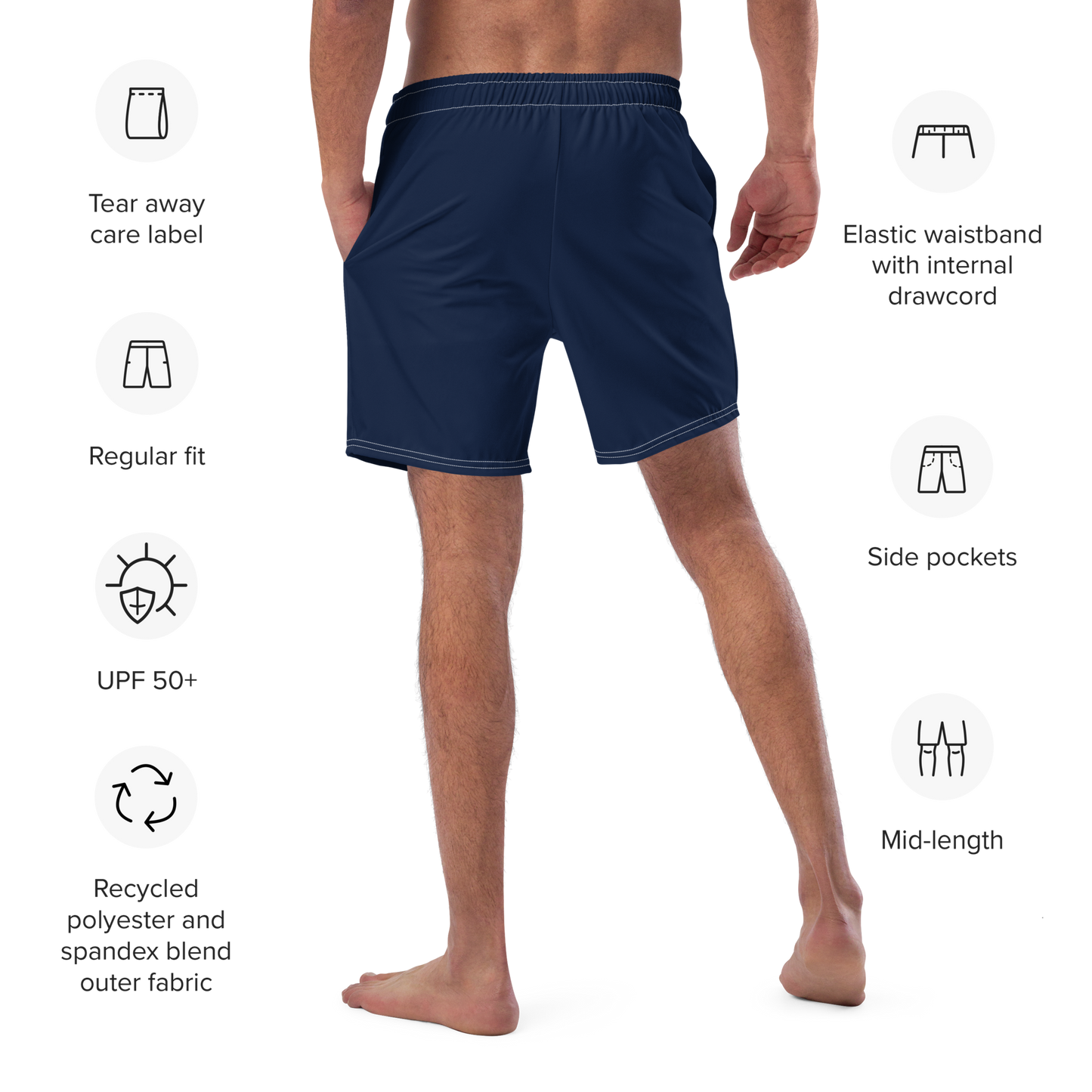 Michigan Upper Peninsula Men's Swim Trunks (w/ UP USA Flag ) | Men's - Navy