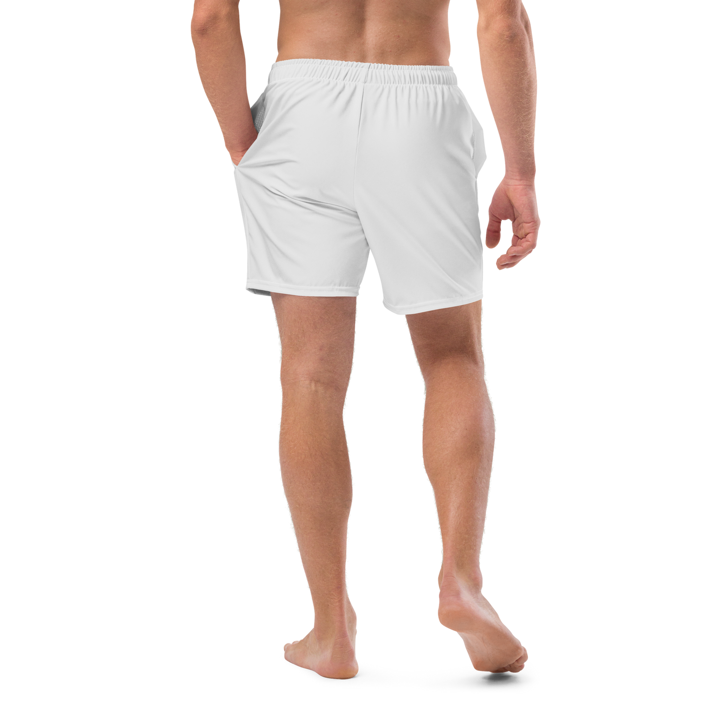 Michigan Upper Peninsula Men's Swim Trunks (w/ UP USA Flag ) | Birch Bark White