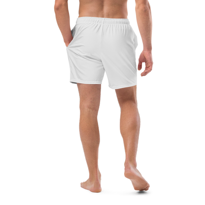 Michigan Upper Peninsula Men's Swim Trunks (w/ UP USA Flag ) | Birch Bark White