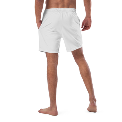 Michigan Upper Peninsula Men's Swim Trunks (w/ UP USA Flag ) | Birch Bark White