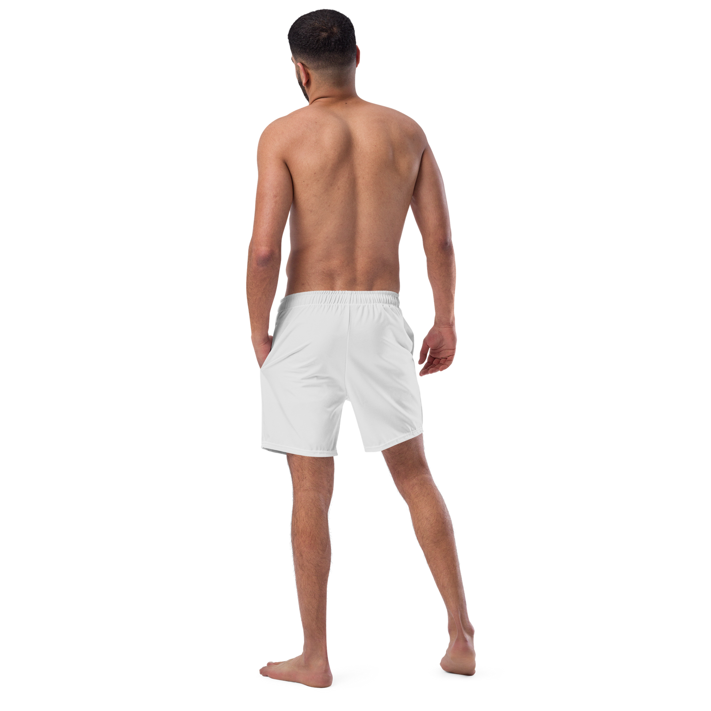 Michigan Upper Peninsula Men's Swim Trunks (w/ UP USA Flag ) | Birch Bark White