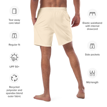 Michigan Upper Peninsula Men's Swim Trunks (w/ UP USA Flag ) | Champagne White