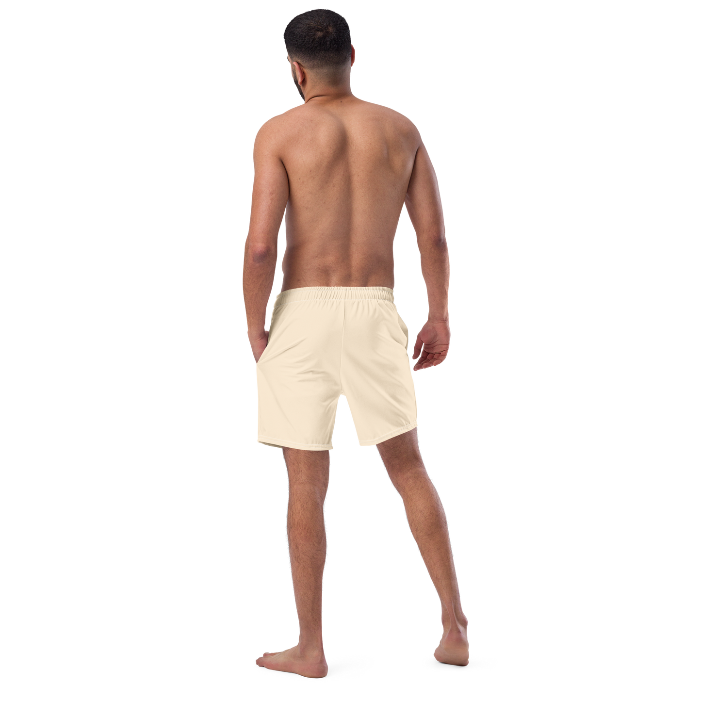 Michigan Upper Peninsula Men's Swim Trunks (w/ UP USA Flag ) | Champagne White