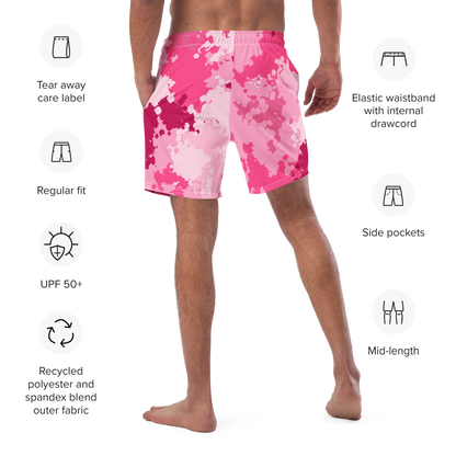 Michigan Upper Peninsula Men's Swim Trunks (w/ UP USA Flag ) | Pink Camo