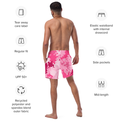 Michigan Upper Peninsula Men's Swim Trunks (w/ UP USA Flag ) | Pink Camo