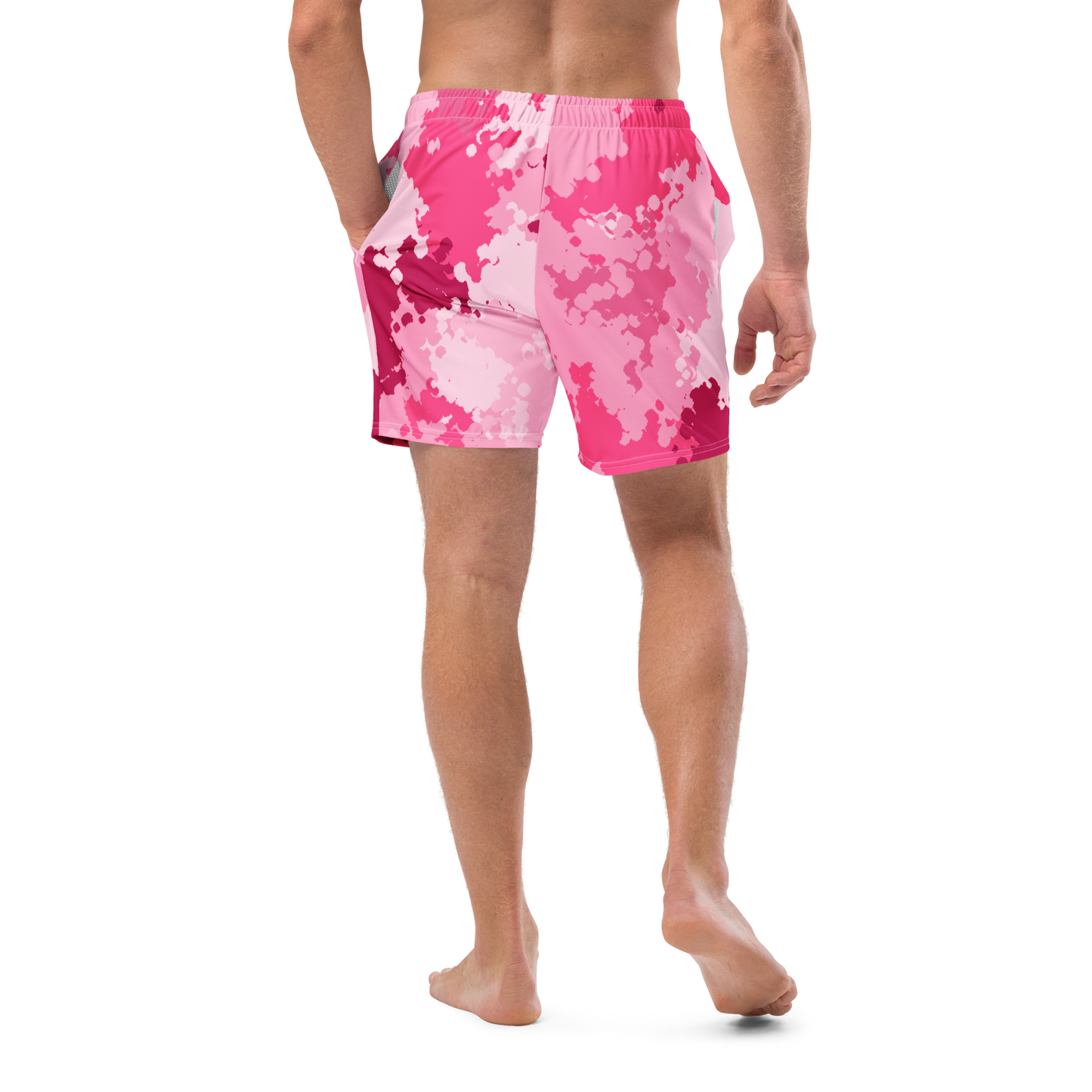 Michigan Upper Peninsula Men's Swim Trunks (w/ UP USA Flag ) | Pink Camo