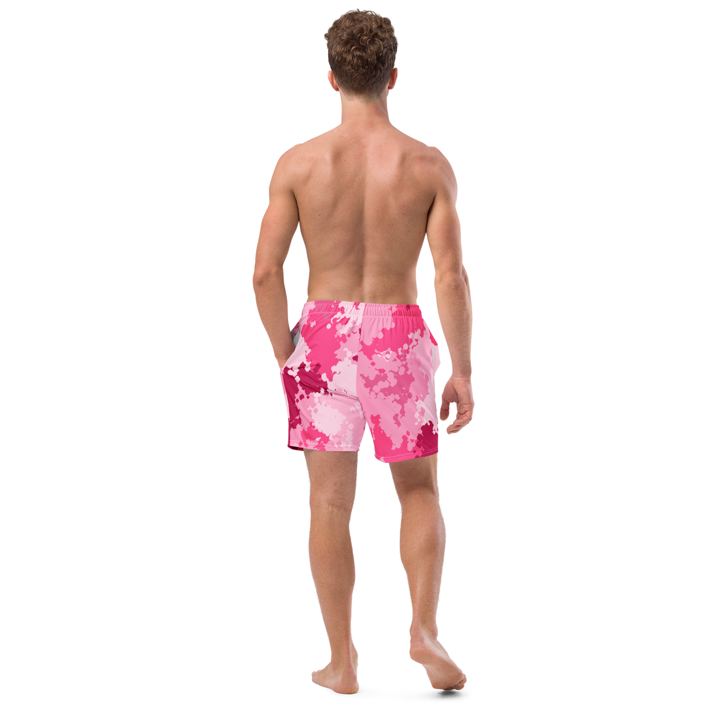 Michigan Upper Peninsula Men's Swim Trunks (w/ UP USA Flag ) | Pink Camo