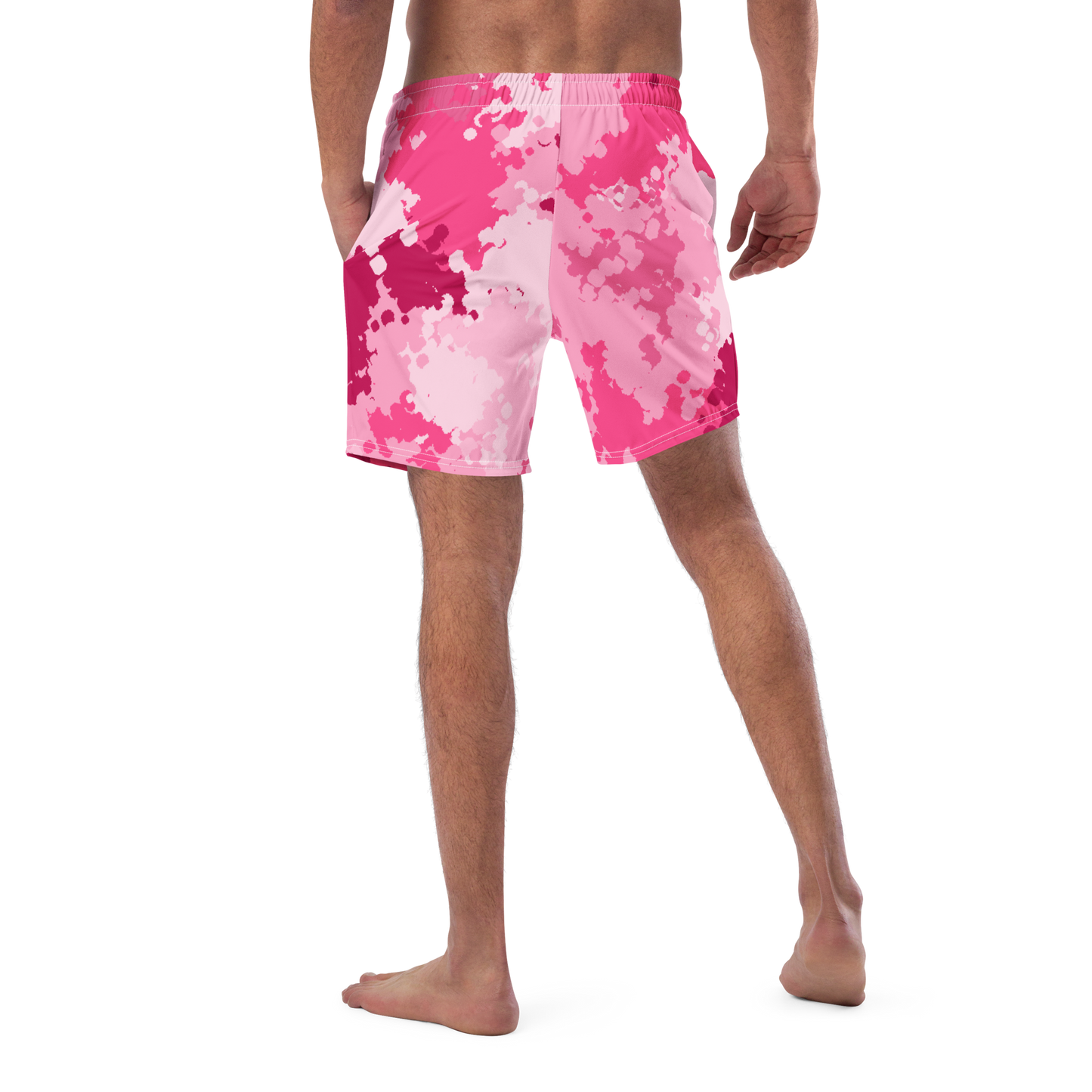 Michigan Upper Peninsula Men's Swim Trunks (w/ UP USA Flag ) | Pink Camo