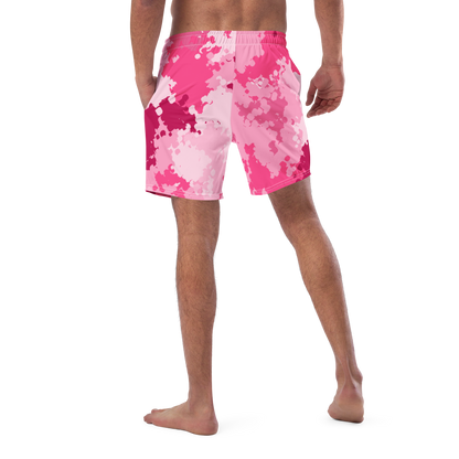 Michigan Upper Peninsula Men's Swim Trunks (w/ UP USA Flag ) | Pink Camo