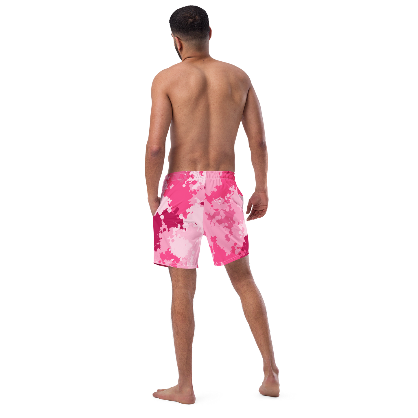 Michigan Upper Peninsula Men's Swim Trunks (w/ UP USA Flag ) | Pink Camo