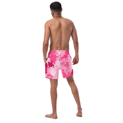 Michigan Upper Peninsula Men's Swim Trunks (w/ UP USA Flag ) | Pink Camo