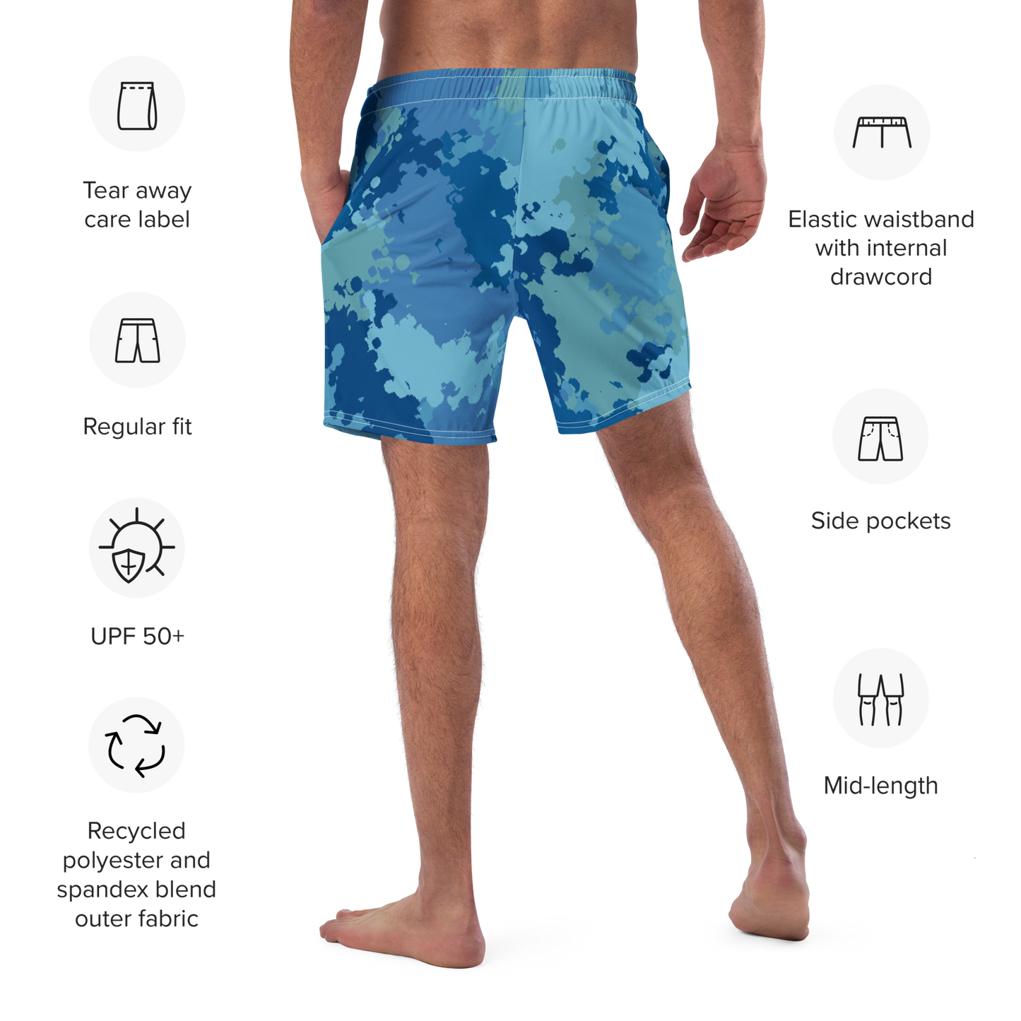 Michigan Upper Peninsula Men's Swim Trunks (w/ UP USA Flag ) | Great Lakes Camo