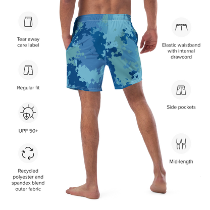 Michigan Upper Peninsula Men's Swim Trunks (w/ UP USA Flag ) | Great Lakes Camo