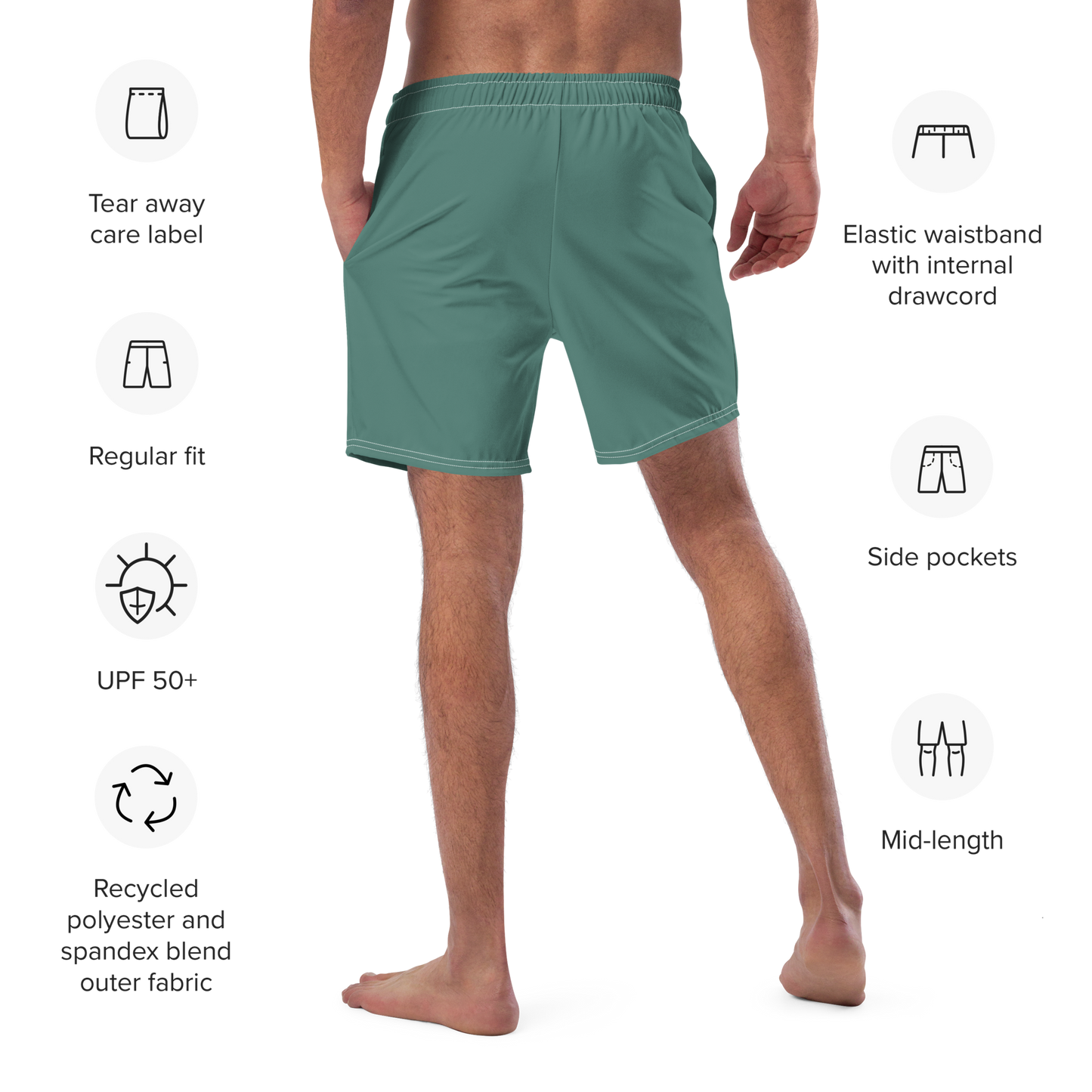 Michigan Upper Peninsula Men's Swim Trunks (w/ UP USA Flag ) | Copper Green