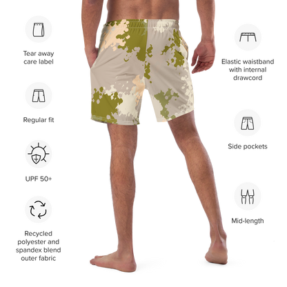 Michigan Upper Peninsula Men's Swim Trunks (w/ UP USA Flag ) | Rosy Mound Camo