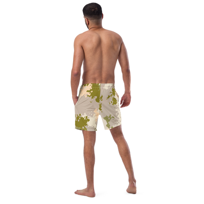 Michigan Upper Peninsula Men's Swim Trunks (w/ UP USA Flag ) | Rosy Mound Camo