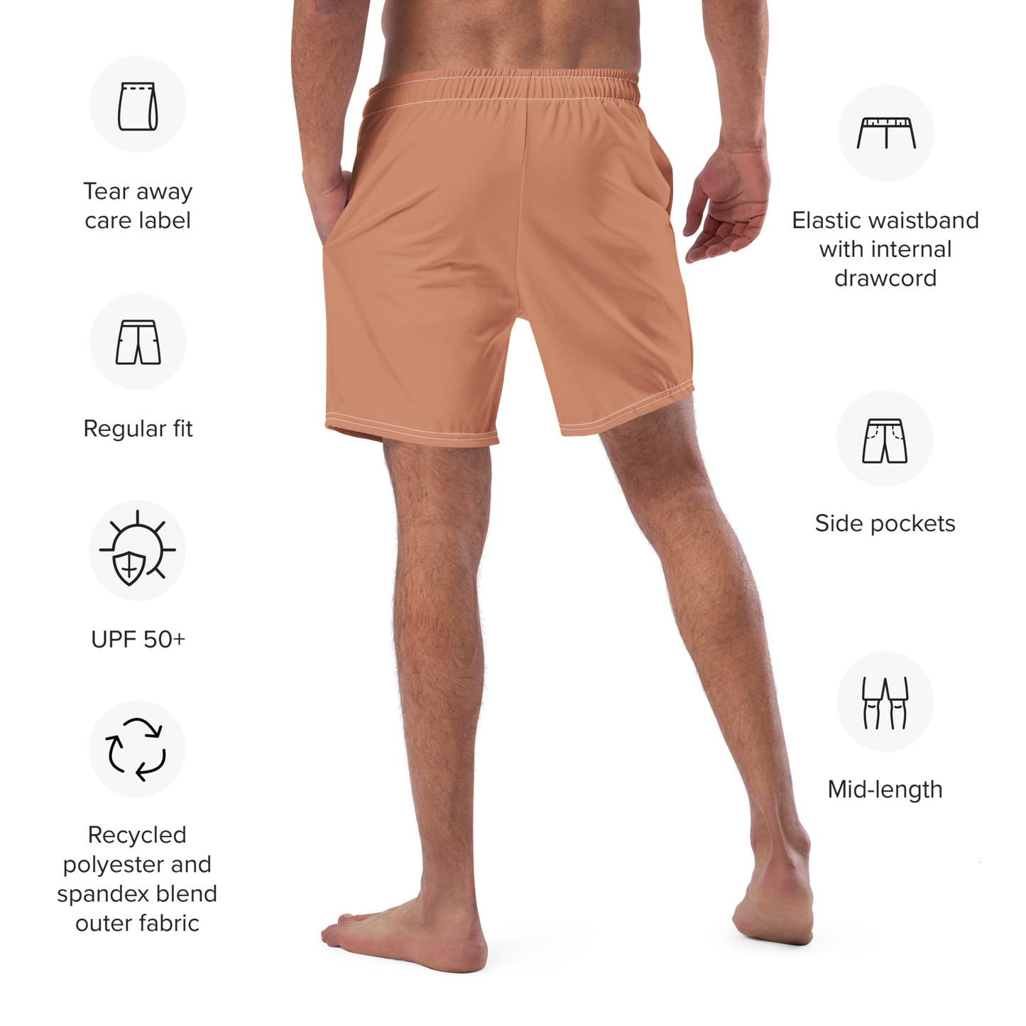 Michigan Upper Peninsula Men's Swim Trunks (w/ UP USA Flag ) | Copper Color