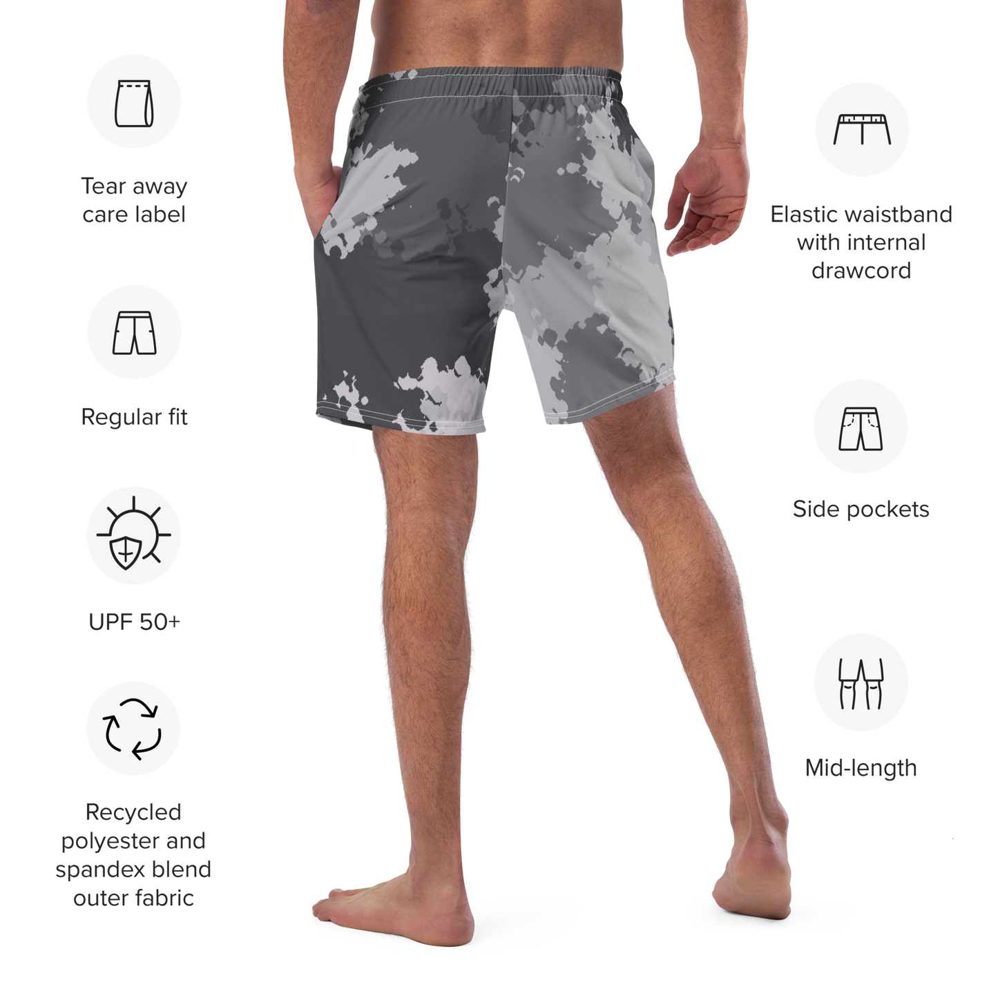 Michigan Upper Peninsula Men's Swim Trunks (w/ UP USA Flag ) | Iron Ore Camo