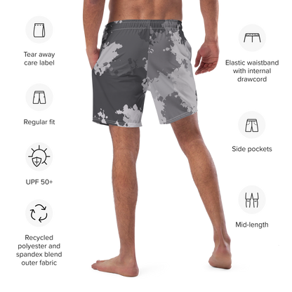 Michigan Upper Peninsula Men's Swim Trunks (w/ UP USA Flag ) | Iron Ore Camo