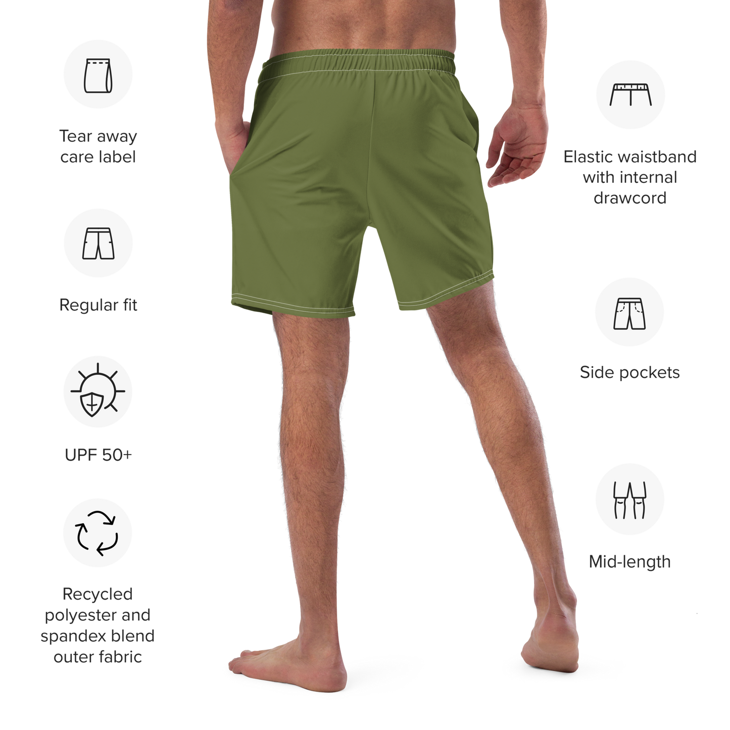 Michigan Upper Peninsula Men's Swim Trunks (w/ UP USA Flag ) | Beachgrass Green