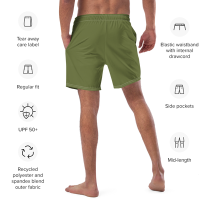 Michigan Upper Peninsula Men's Swim Trunks (w/ UP USA Flag ) | Beachgrass Green