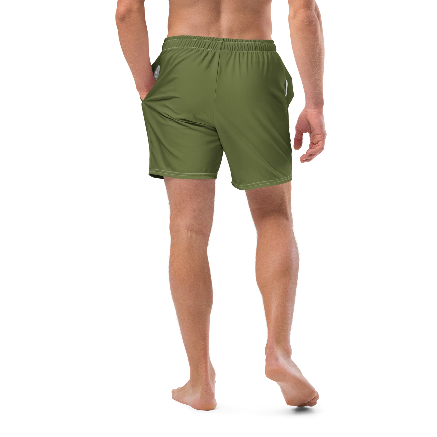 Michigan Upper Peninsula Men's Swim Trunks (w/ UP USA Flag ) | Beachgrass Green