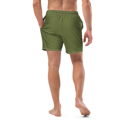 Michigan Upper Peninsula Men's Swim Trunks (w/ UP USA Flag ) | Beachgrass Green