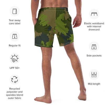 Michigan Upper Peninsula Men's Swim Trunks (w/ UP USA Flag ) | Woodland Camo