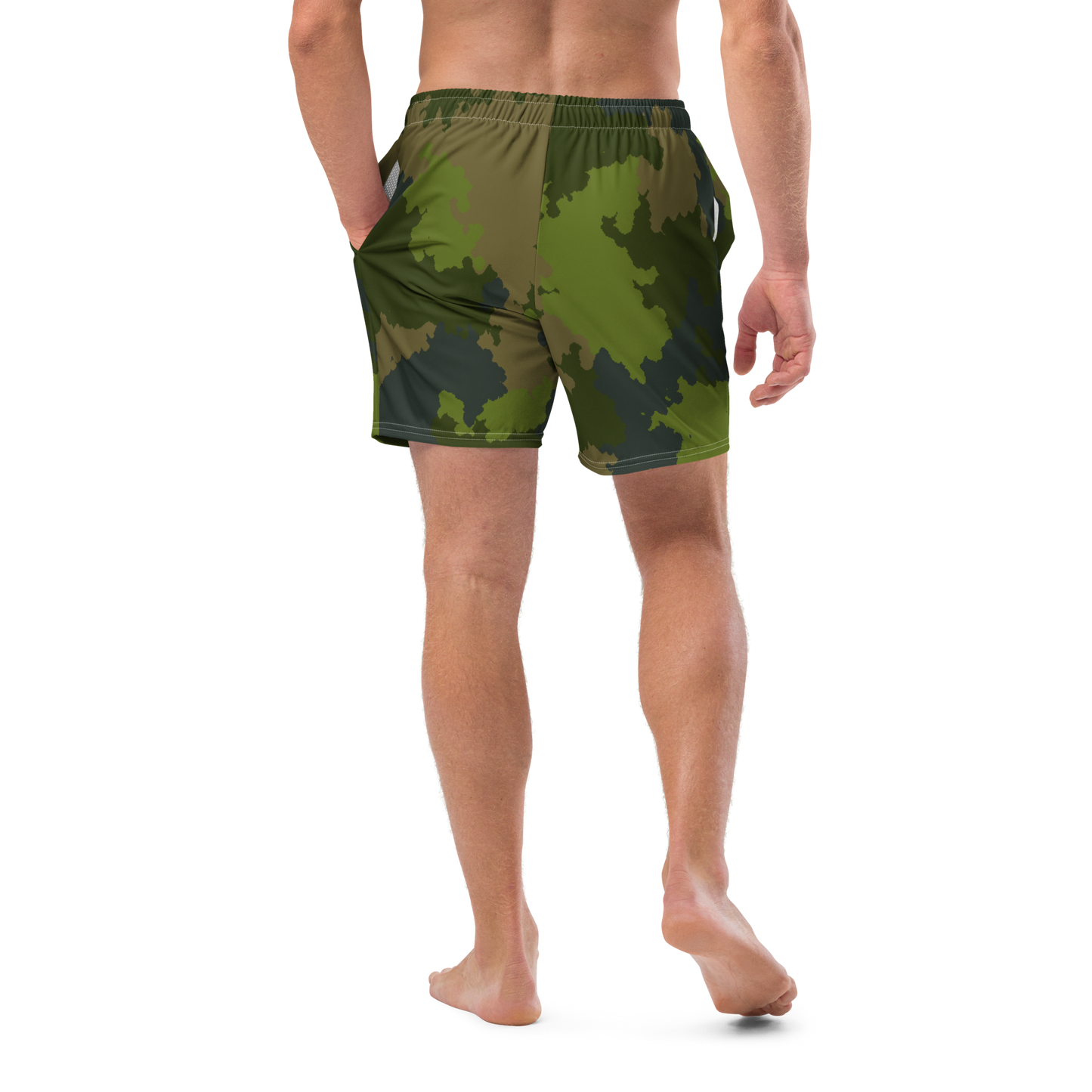 Michigan Upper Peninsula Men's Swim Trunks (w/ UP USA Flag ) | Woodland Camo