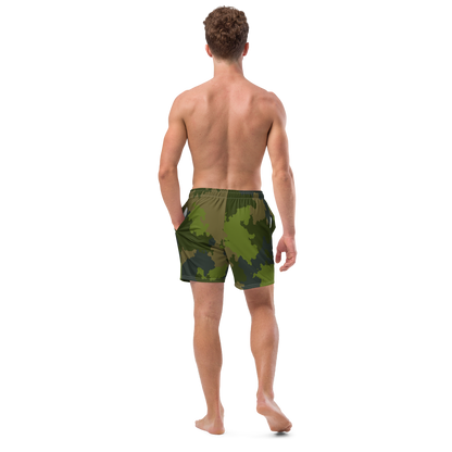 Michigan Upper Peninsula Men's Swim Trunks (w/ UP USA Flag ) | Woodland Camo